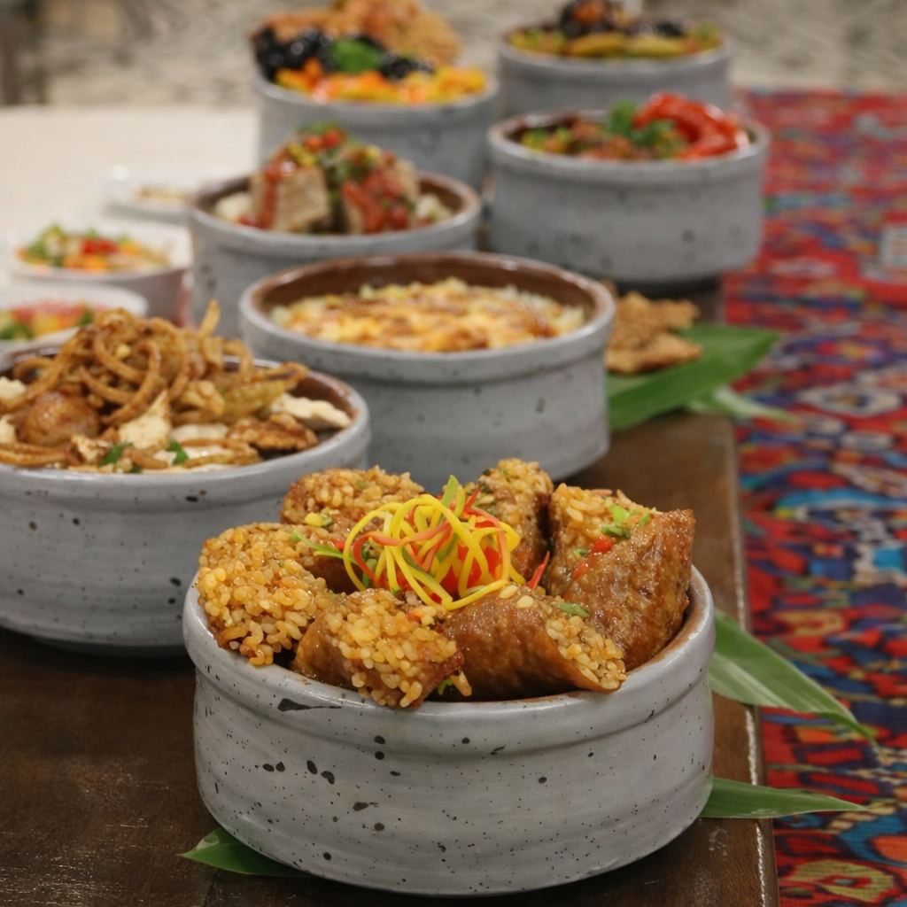 صف طواجن على بوفيه رمضان